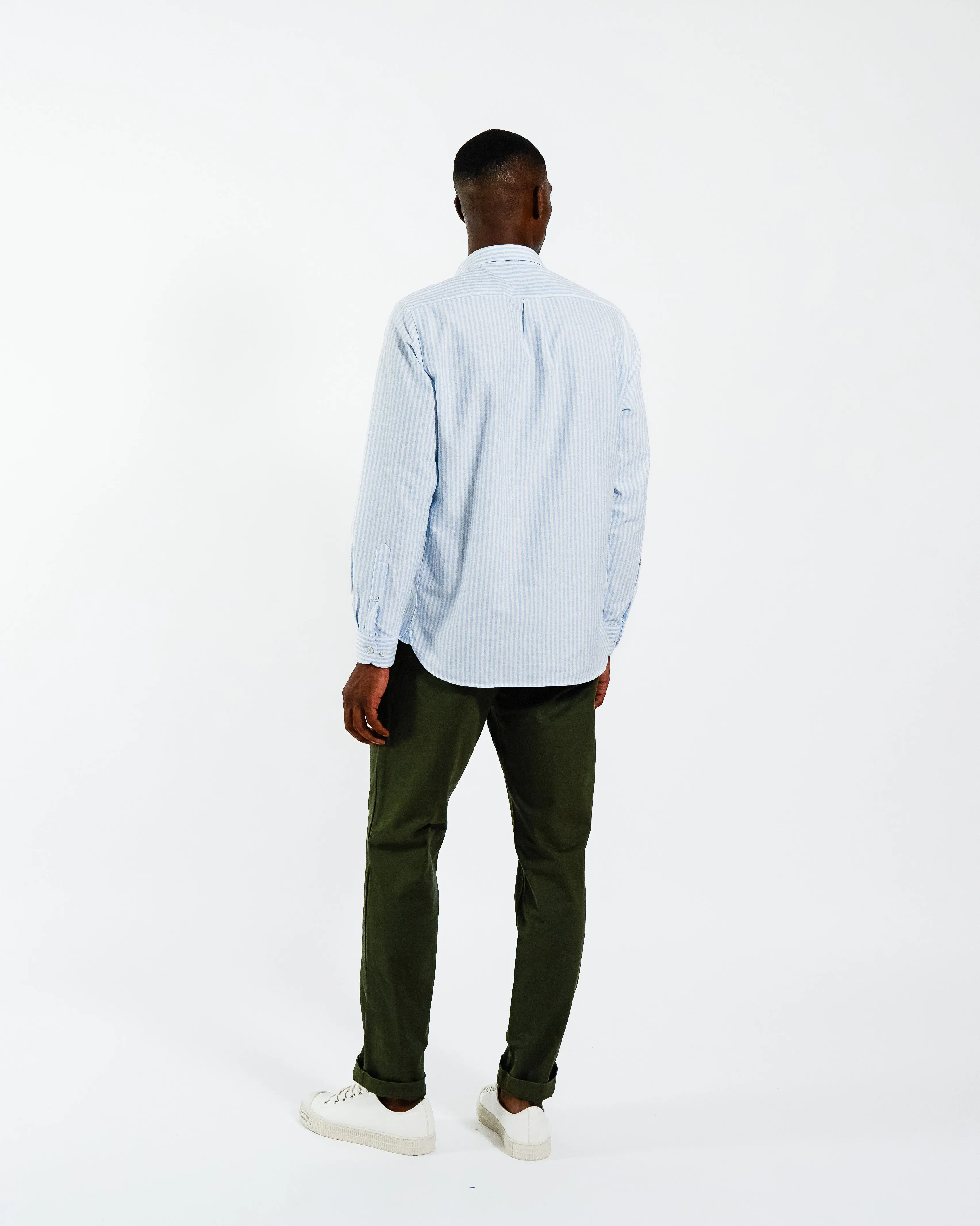 Wide Stripe Light Blue Oxford Shirt sold by Le Alfre product image thumbnail 4