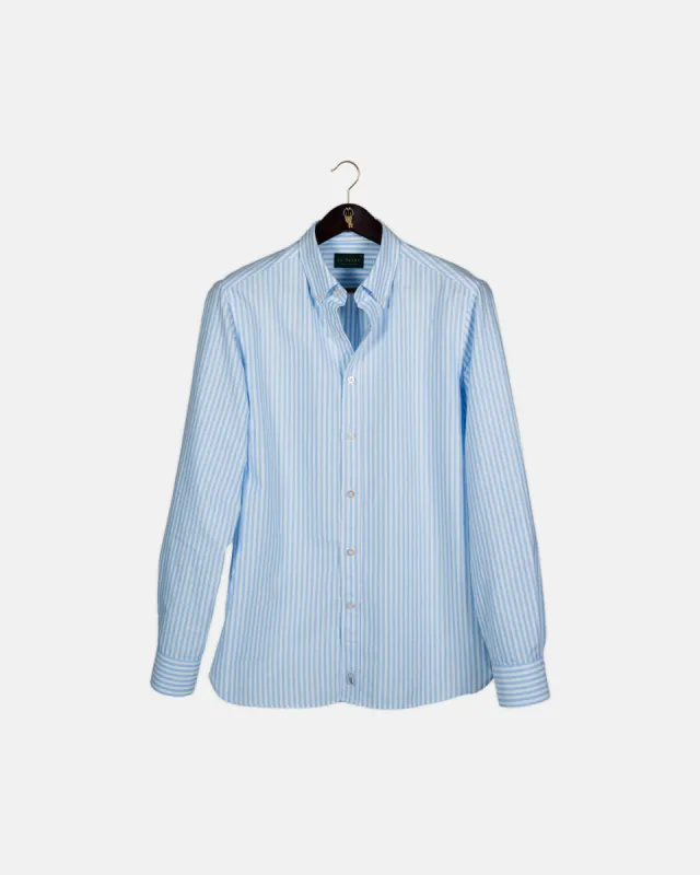 Wide Stripe Light Blue Oxford Shirt sold by Le Alfre