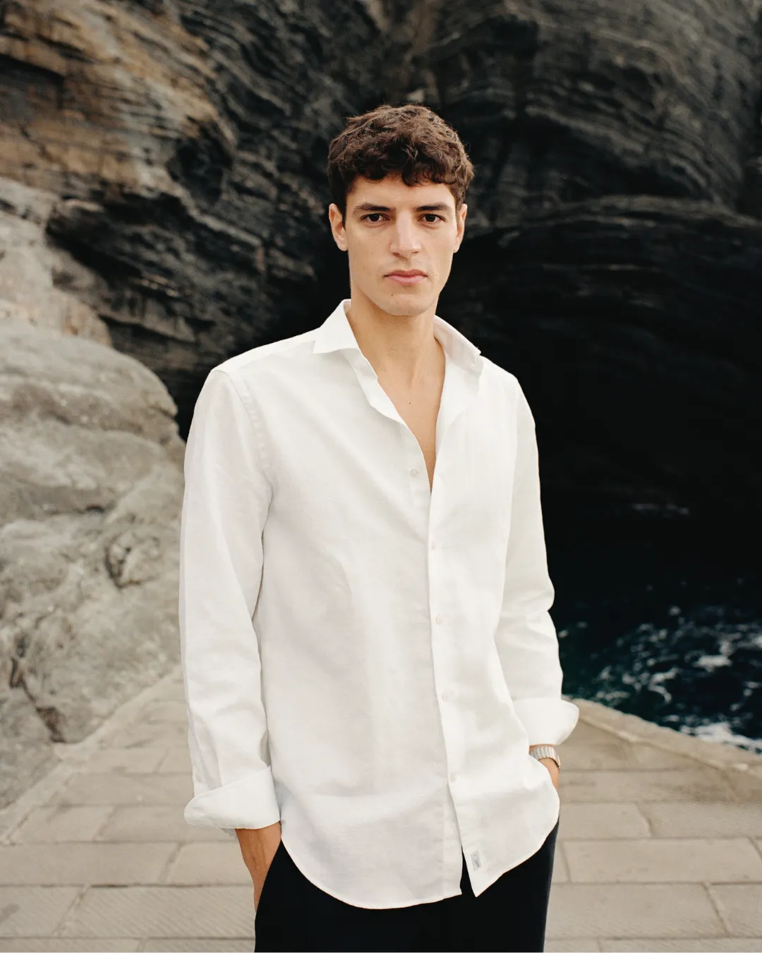 Classic White Linen-Blend Shirt sold by Le Alfre product image thumbnail 5
