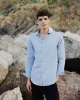 Classic Blue Linen-Blend Shirt sold by Le Alfre