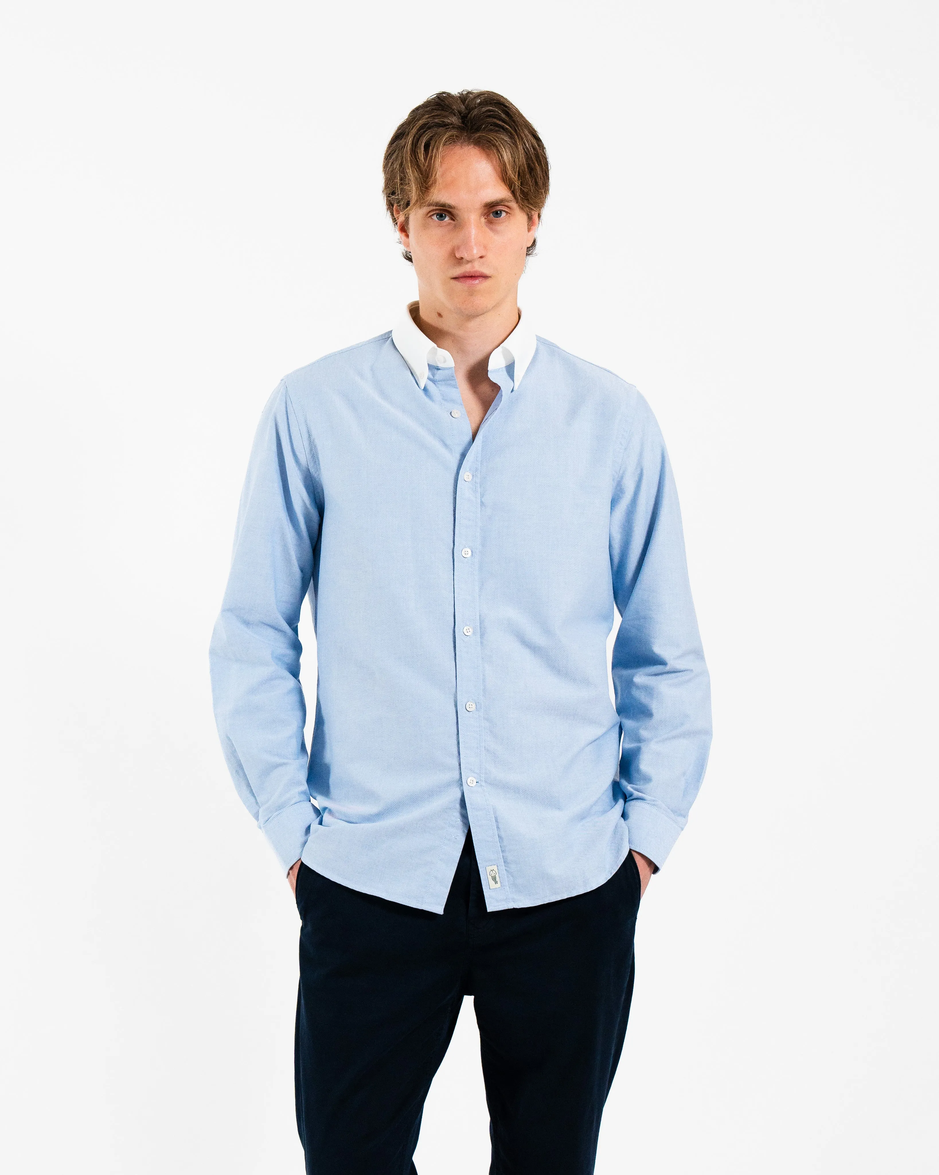 'Le Original' Blue Contrast Collar Oxford Shirt sold by Le Alfre product image thumbnail 5