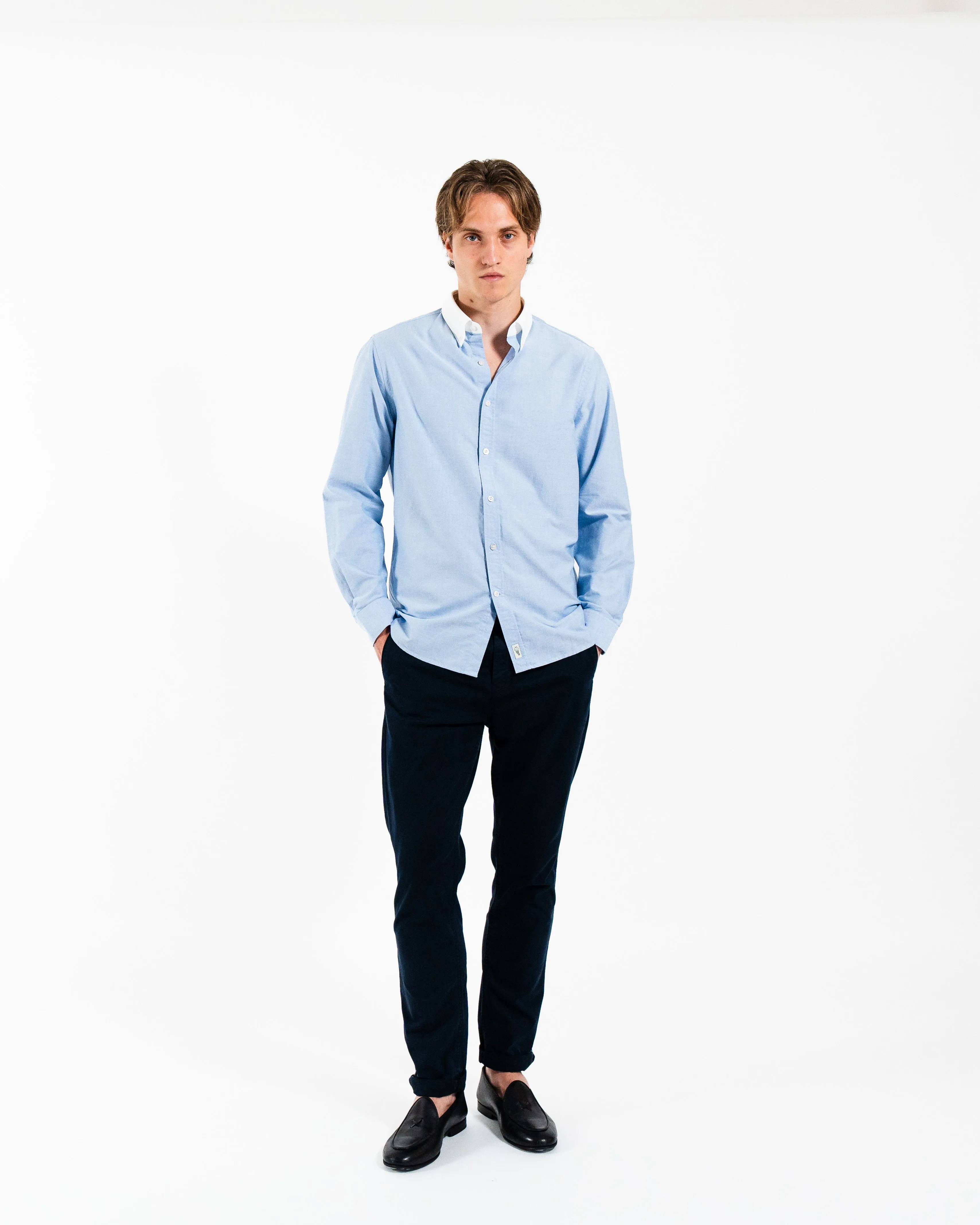 'Le Original' Blue Contrast Collar Oxford Shirt sold by Le Alfre product image thumbnail 3