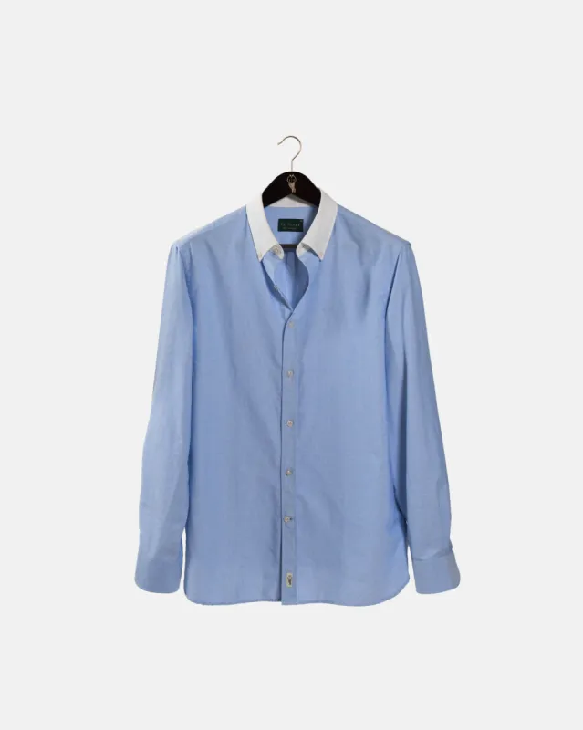 'Le Original' Blue Contrast Collar Oxford Shirt sold by Le Alfre