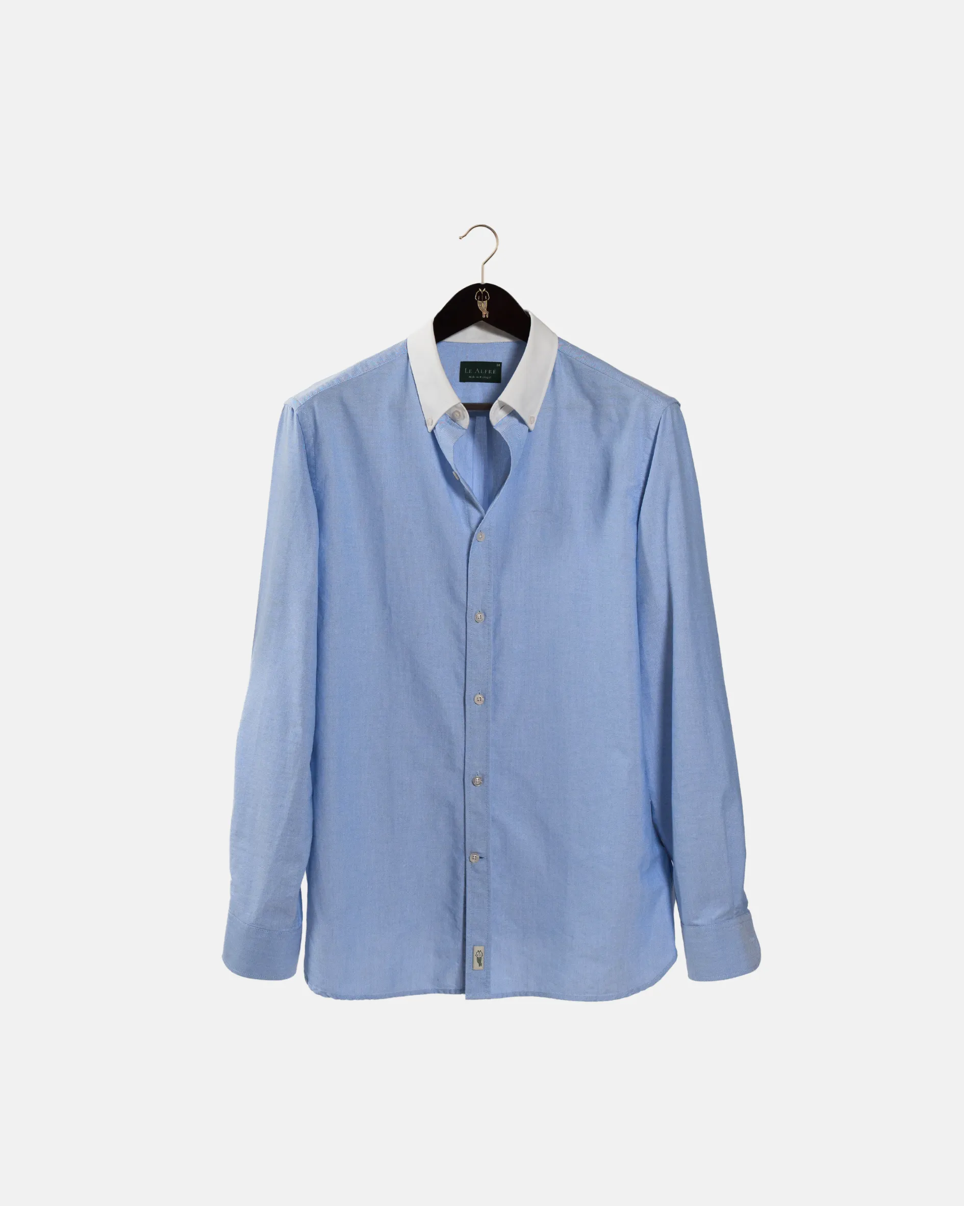 'Le Original' Blue Contrast Collar Oxford Shirt sold by Le Alfre