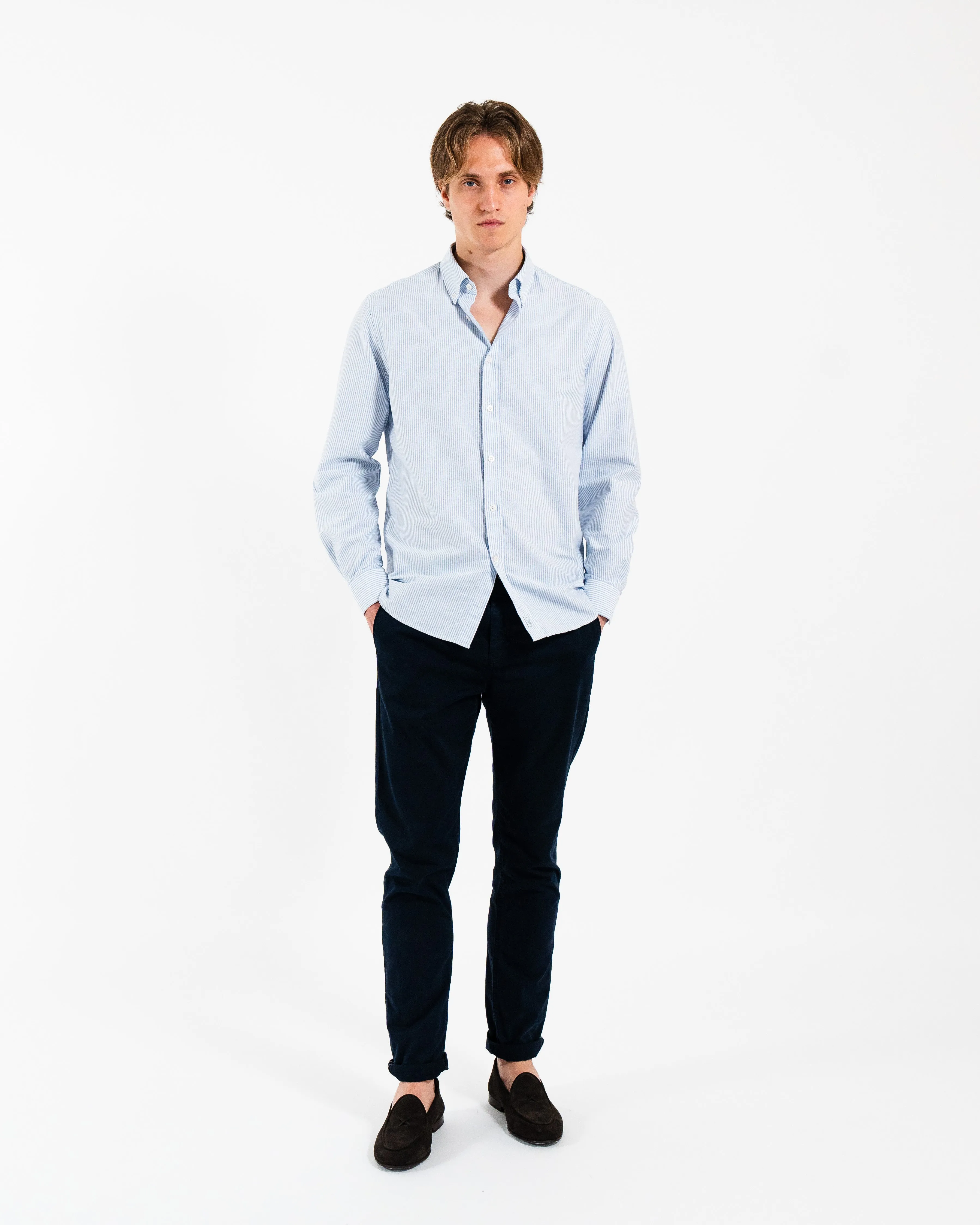 'Le Stripe' Blue Oxford Shirt sold by Le Alfre product image thumbnail 4