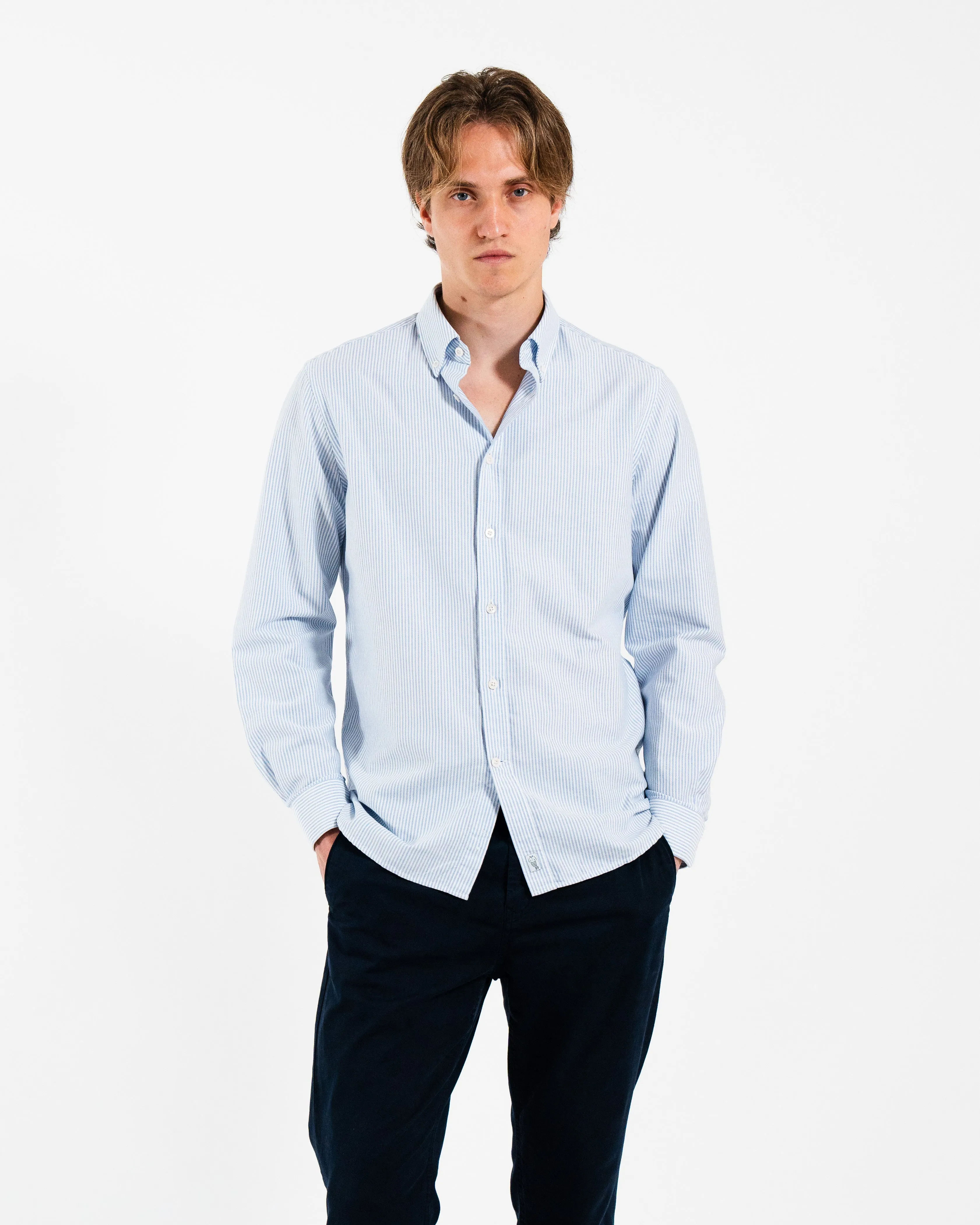 'Le Stripe' Blue Oxford Shirt sold by Le Alfre product image thumbnail 3