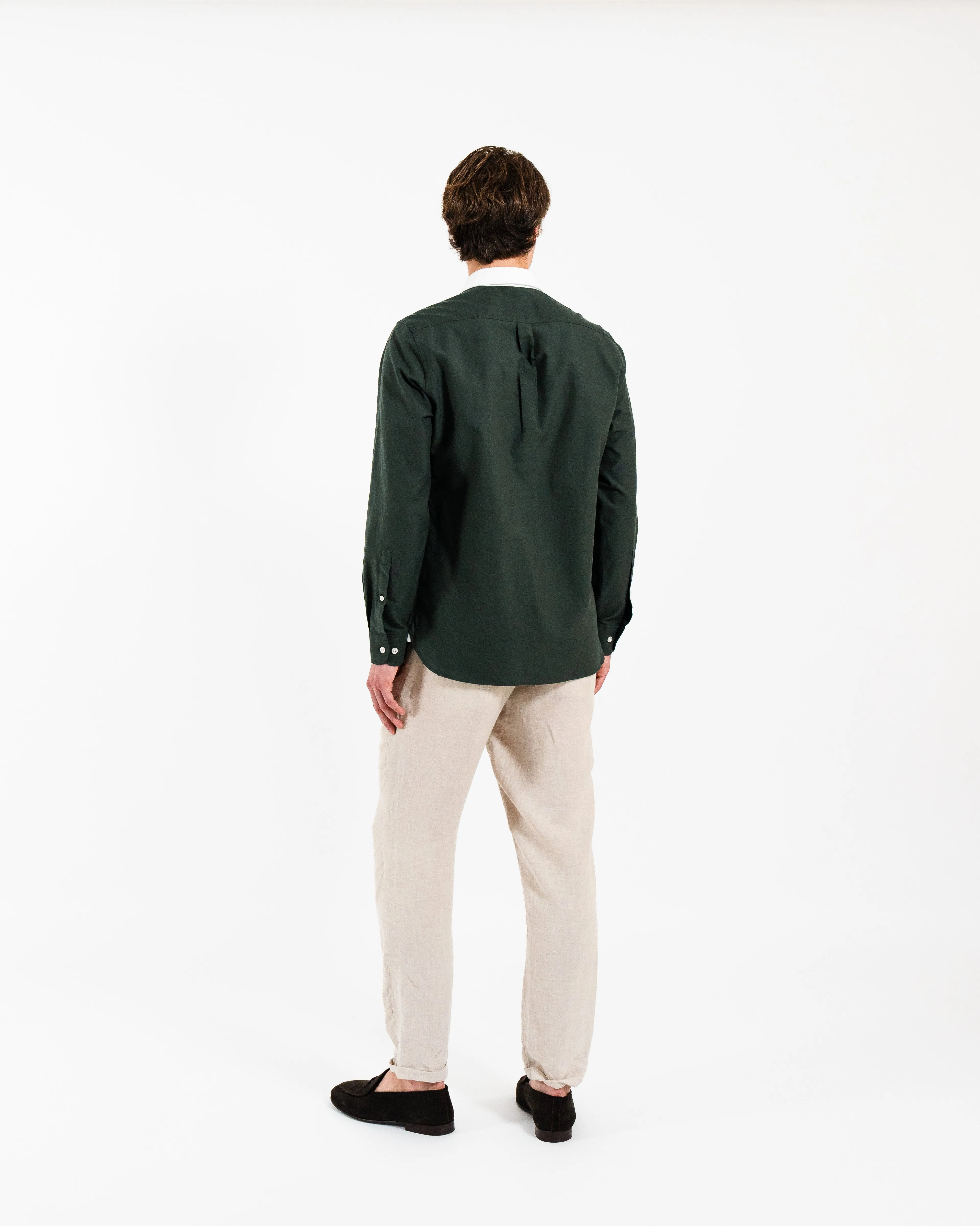 'Le Original' Hunter Green Contrast Collar Oxford Shirt sold by Le Alfre product image thumbnail 4