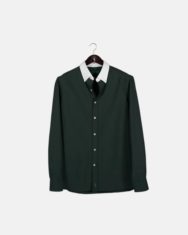 'Le Original' Hunter Green Contrast Collar Oxford Shirt sold by Le Alfre