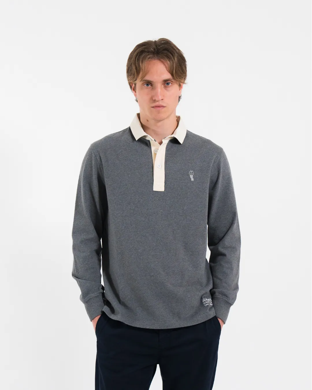 'Le Rugby' Classique Melange Grey Rugby Shirt sold by Le Alfre product image thumbnail 3