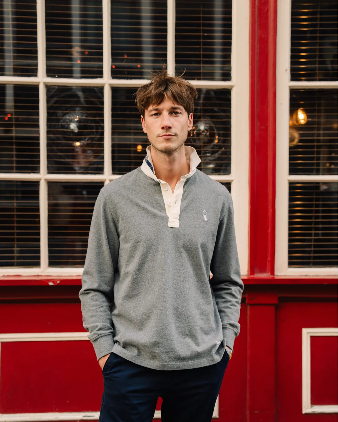 'Le Rugby' Classique Melange Grey Rugby Shirt sold by Le Alfre product image thumbnail 4