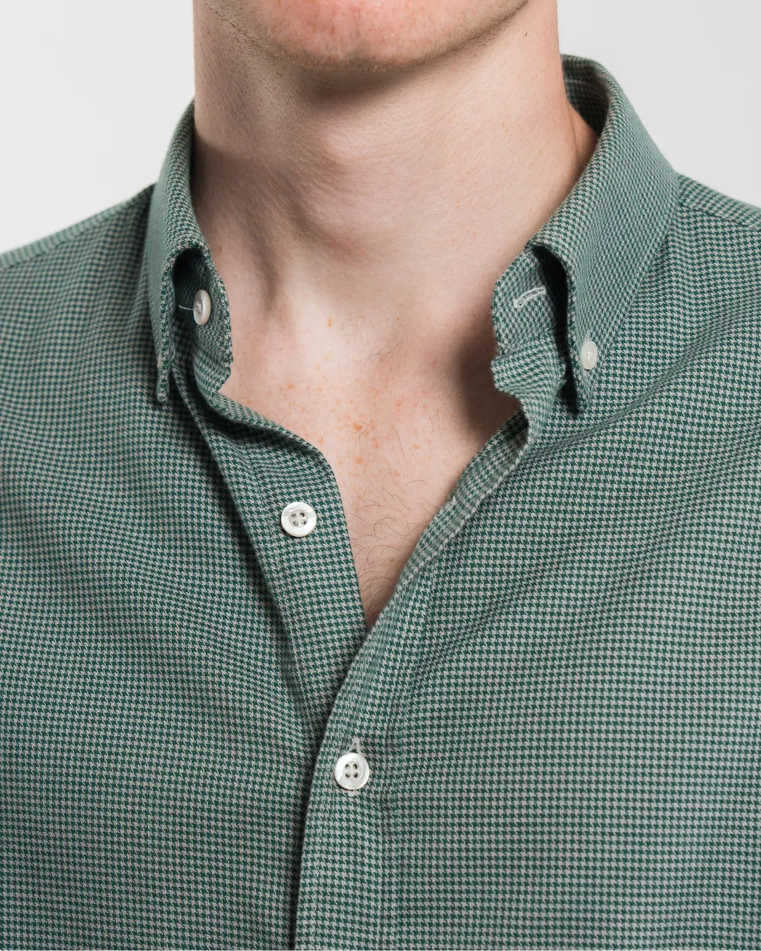 Brushed Cotton Hunter Green Houndstooth Shirt sold by Le Alfre product image thumbnail 2