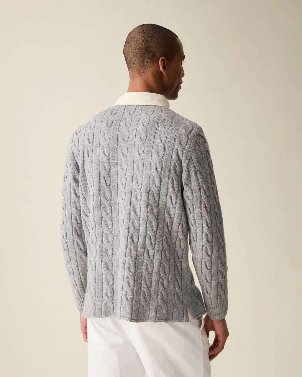 Grey Cotton Cable Knit Rugby sold by Le Alfre product image thumbnail 4