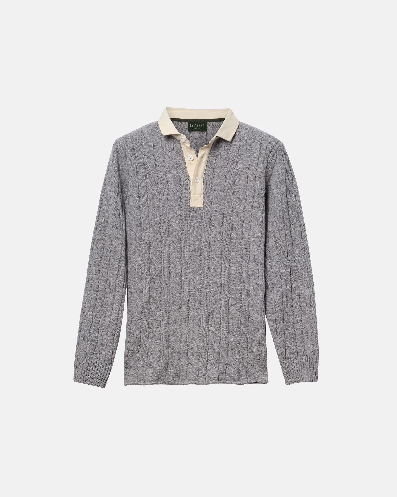 Grey Cotton Cable Knit Rugby sold by Le Alfre