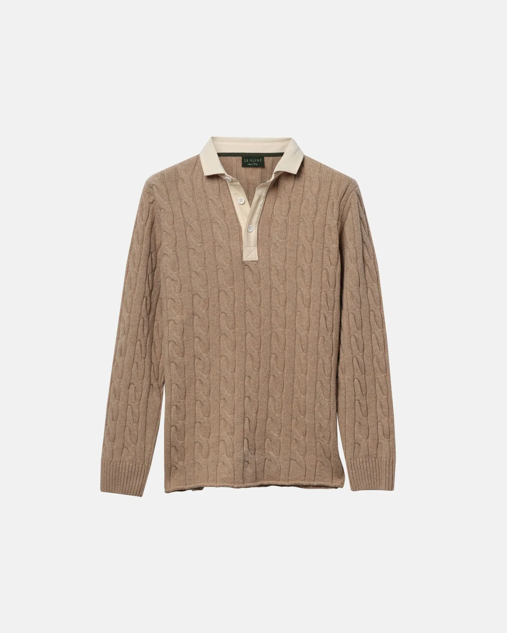 Camel Cotton Cable Knit Rugby (PRE-ORDER) sold by Le Alfre