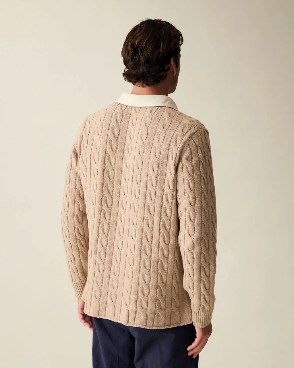 Camel Cotton Cable Knit Rugby (PRE-ORDER) sold by Le Alfre product image thumbnail 4