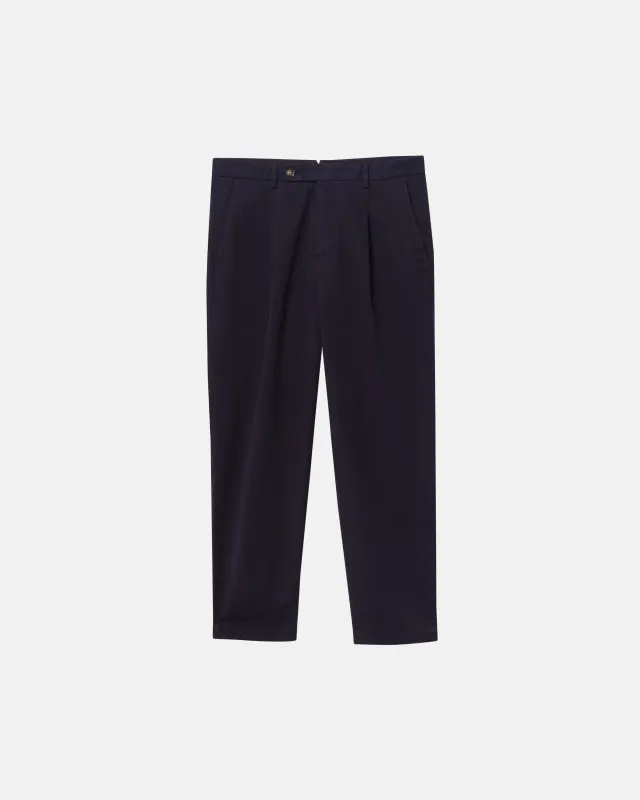 Navy Linen Blend Trousers sold by Le Alfre