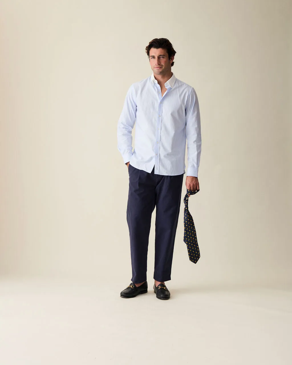 Light Blue Stripe Contrast Collar Dress Shirt sold by Le Alfre product image thumbnail 2