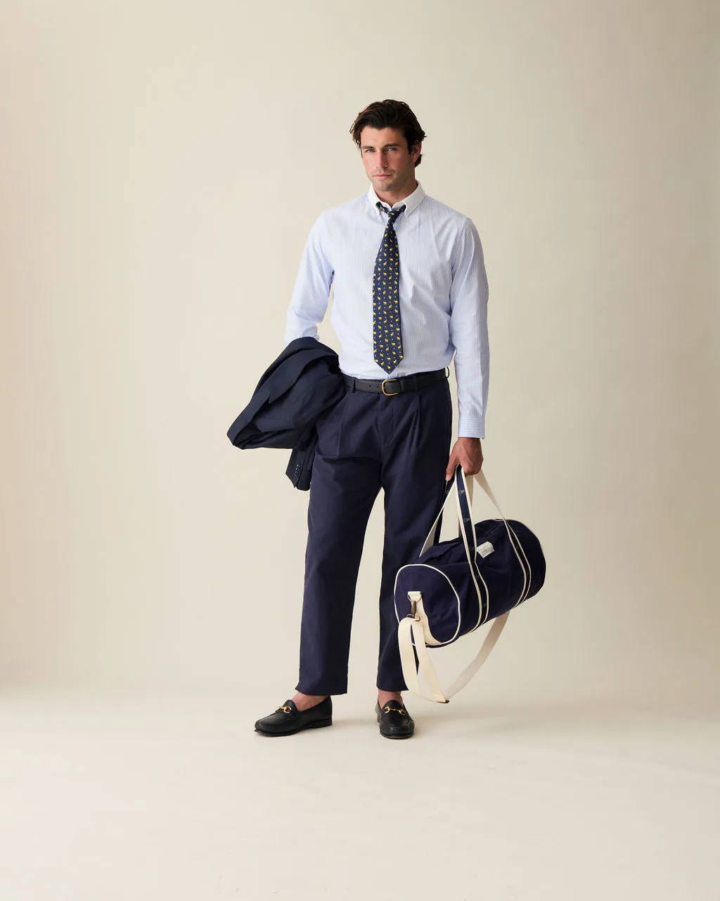 Light Blue Stripe Contrast Collar Dress Shirt sold by Le Alfre product image thumbnail 5