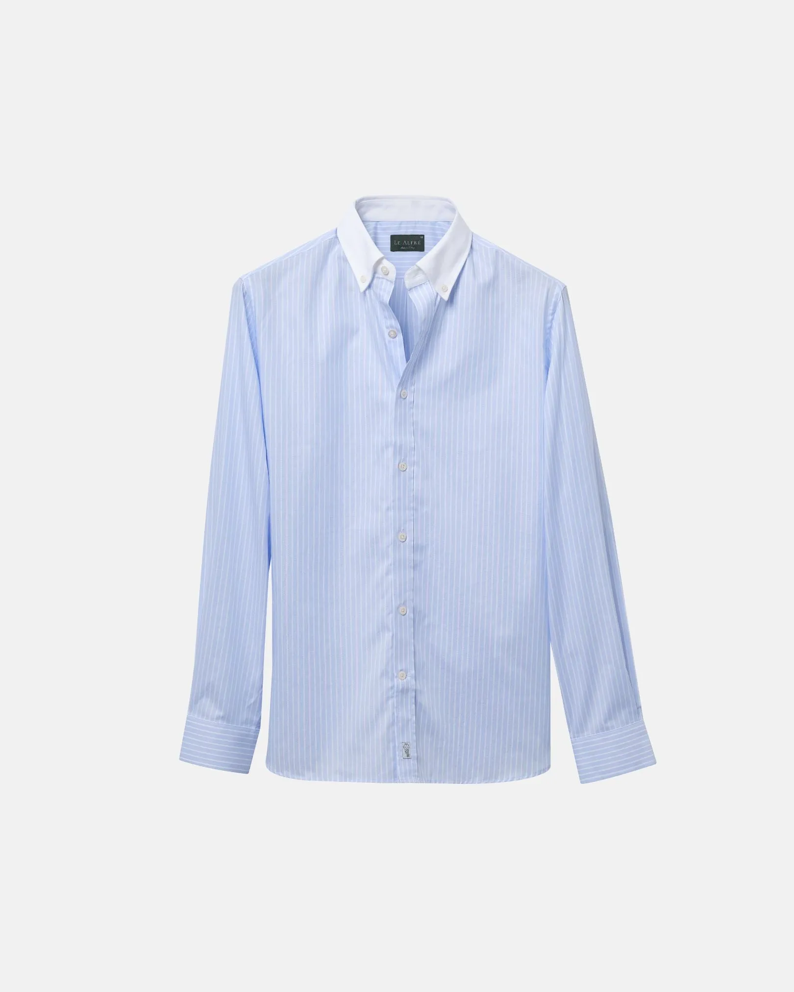 Light Blue Stripe Contrast Collar Dress Shirt sold by Le Alfre