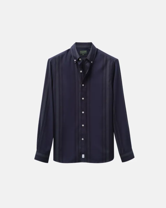 Vertical Stripe Blackwatch Flannel Shirt sold by Le Alfre