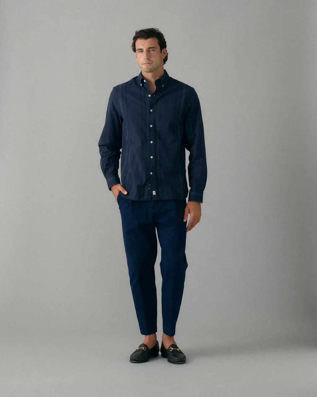 Vertical Stripe Blackwatch Flannel Shirt sold by Le Alfre product image thumbnail 3