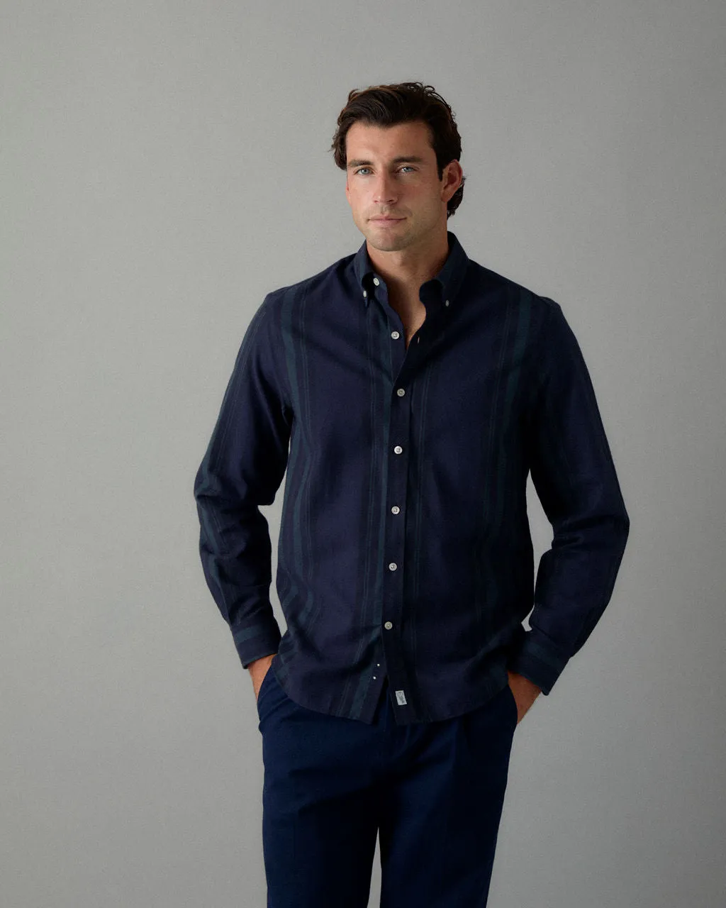 Vertical Stripe Blackwatch Flannel Shirt sold by Le Alfre product image thumbnail 2