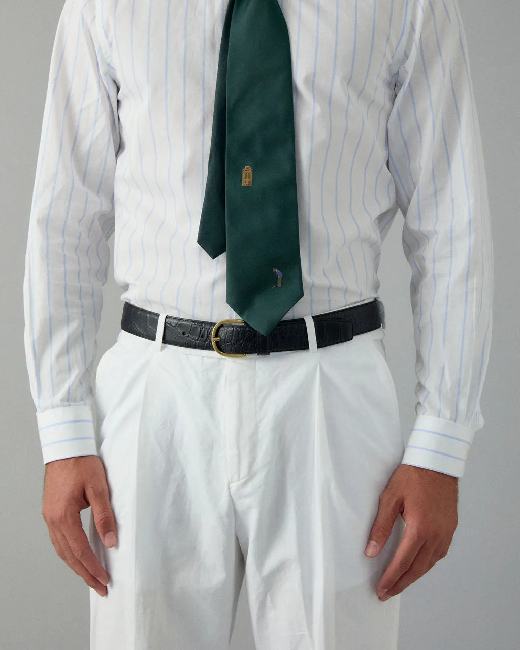 Retro White Stripe Dress Shirt sold by Le Alfre product image thumbnail 5