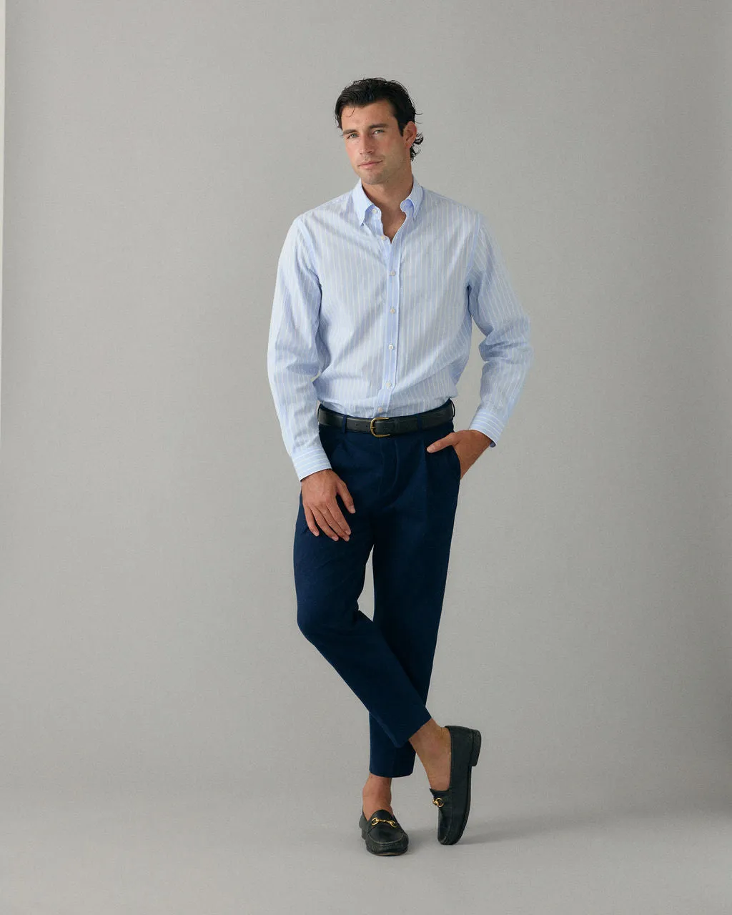 Light Blue Thin Stripe Shirt sold by Le Alfre product image thumbnail 3