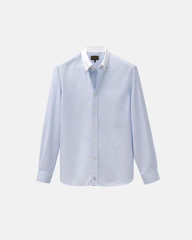 Blue Stripe Contrast Collar Oxford Shirt sold by Le Alfre