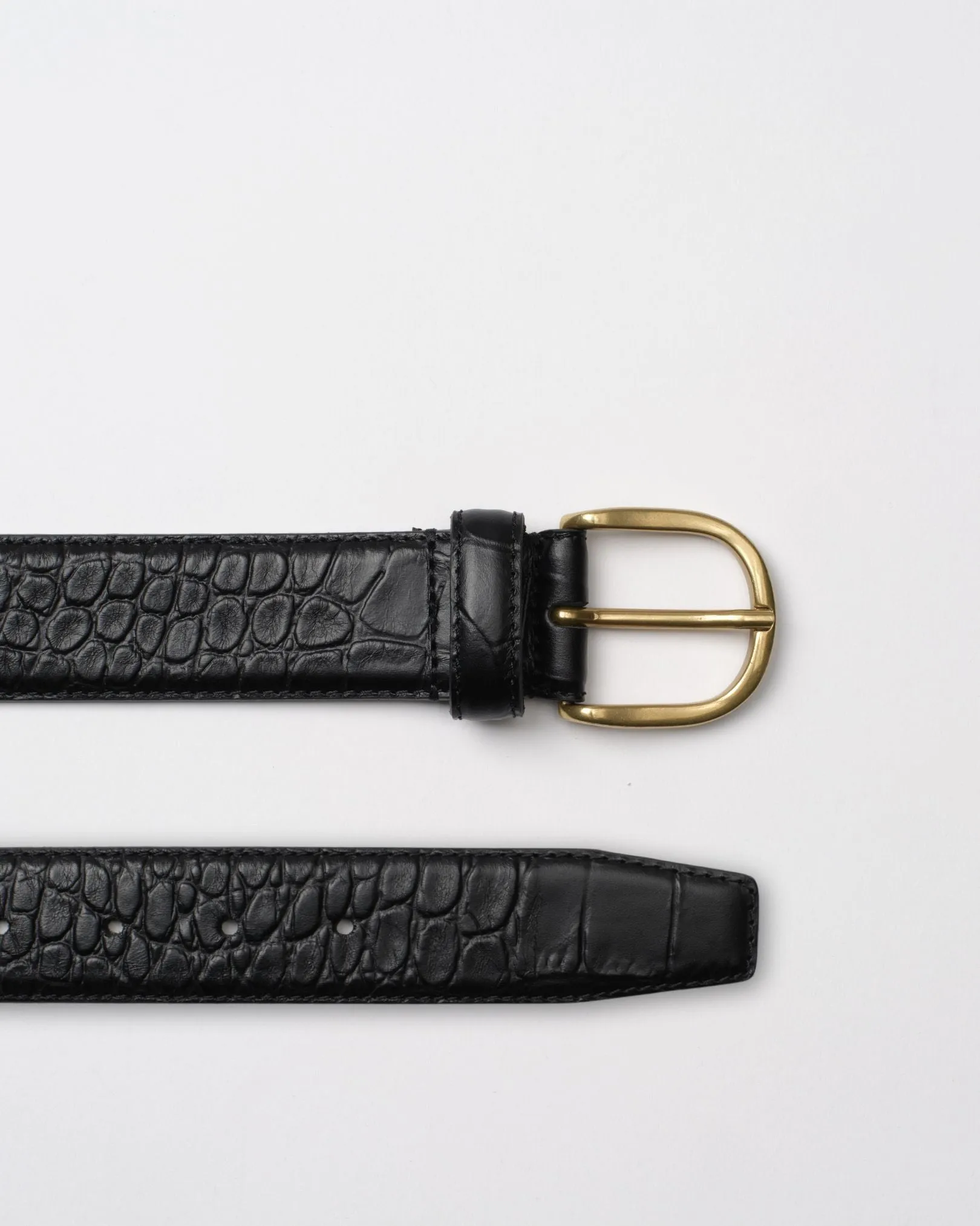 Black Crocodile Embossed Leather Belt sold by Le Alfre product image thumbnail 2