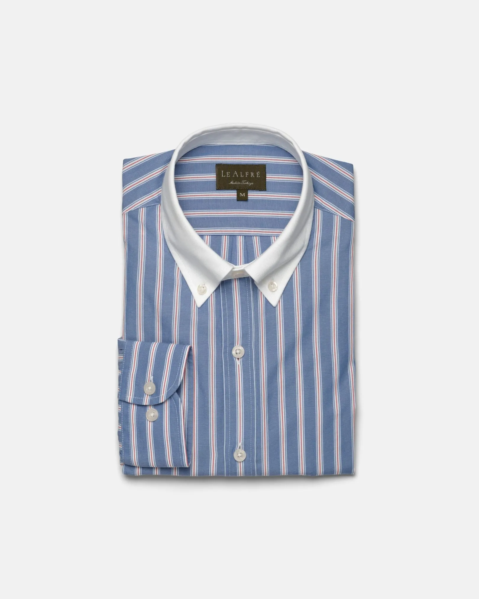 Royal Blue Stripe Contrast Collar Shirt (SS26) sold by Le Alfre product image thumbnail 5