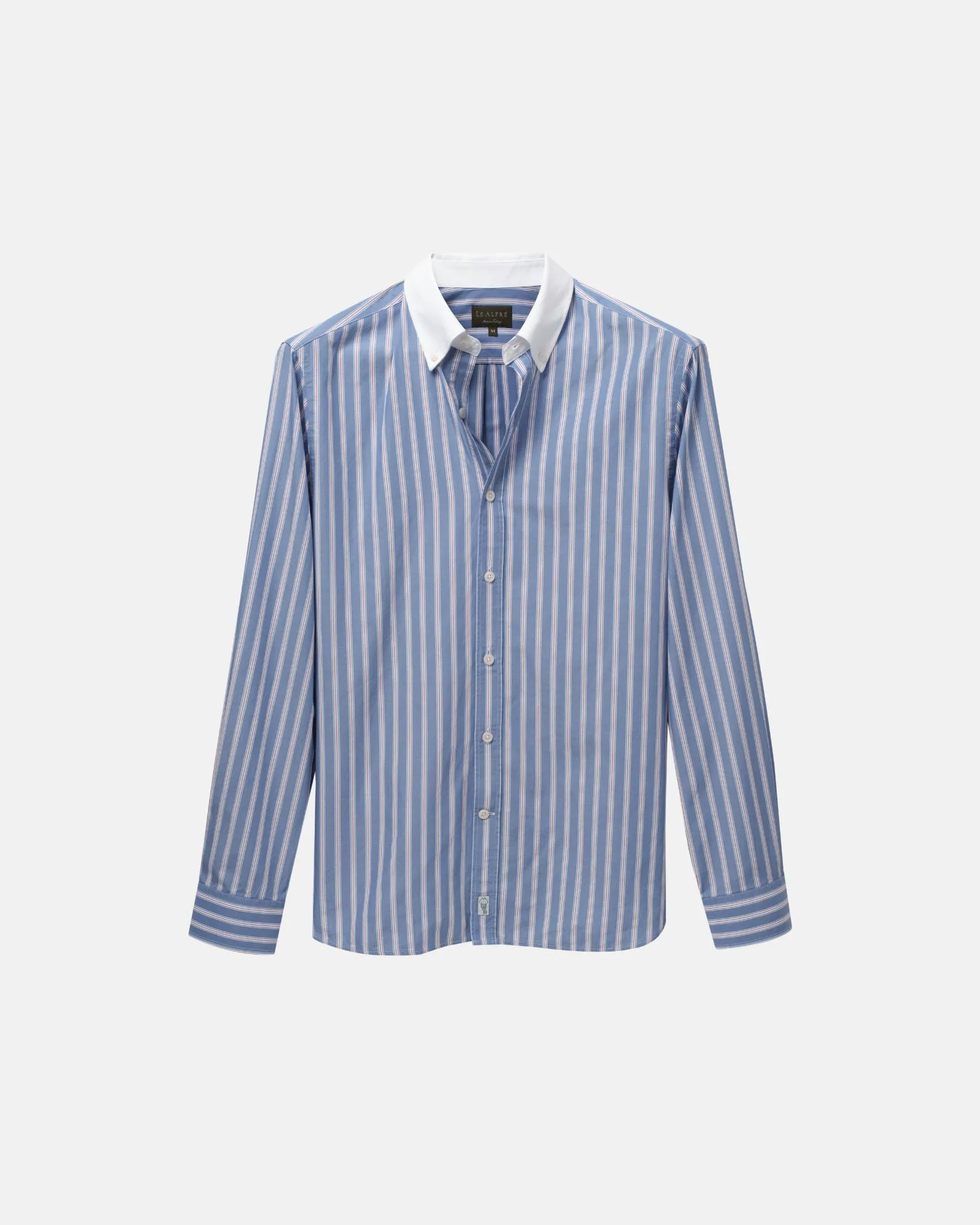 Royal Blue Stripe Contrast Collar Shirt (SS26) sold by Le Alfre