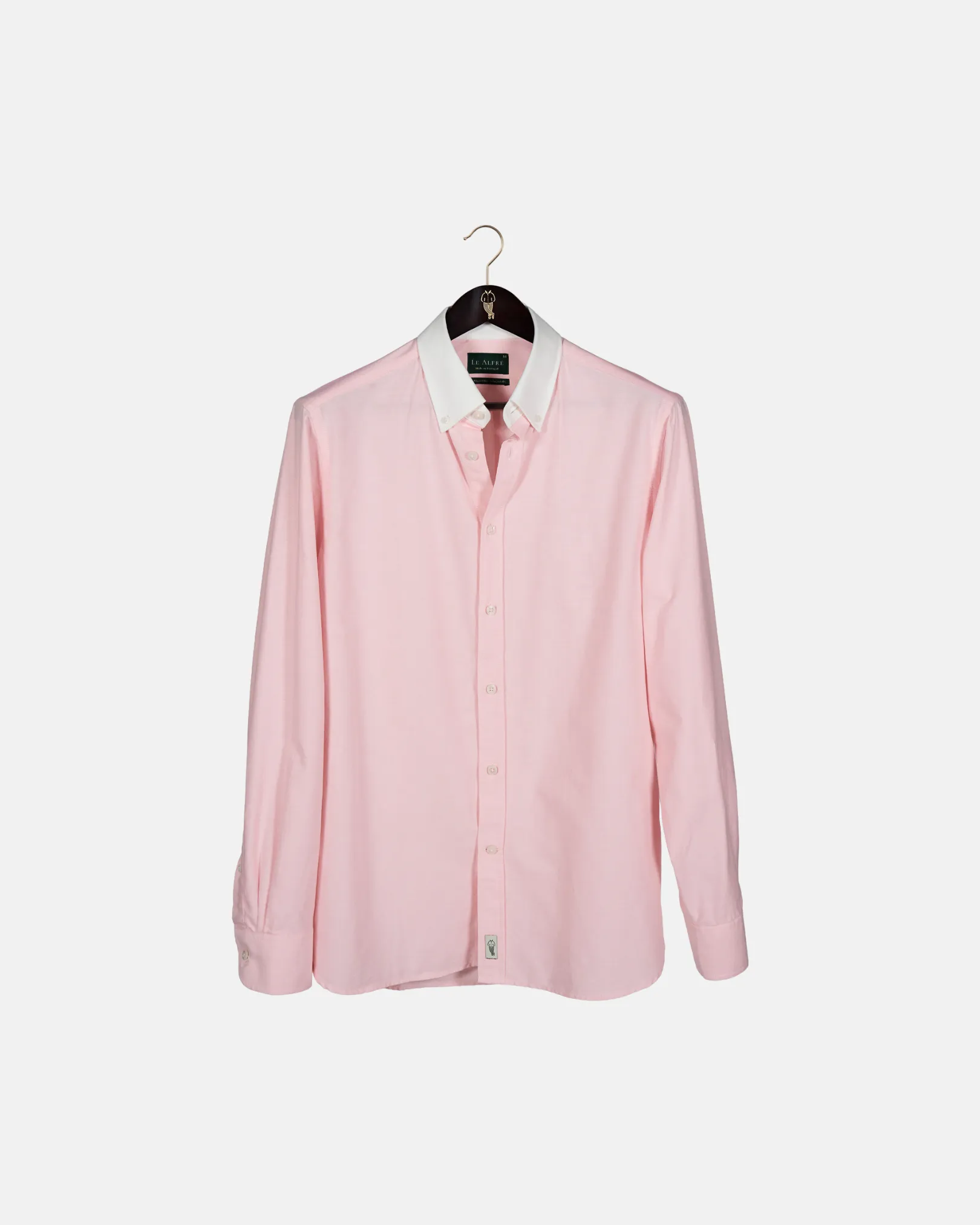 'Le Original' Pink Contrast Collar Oxford Shirt sold by Le Alfre
