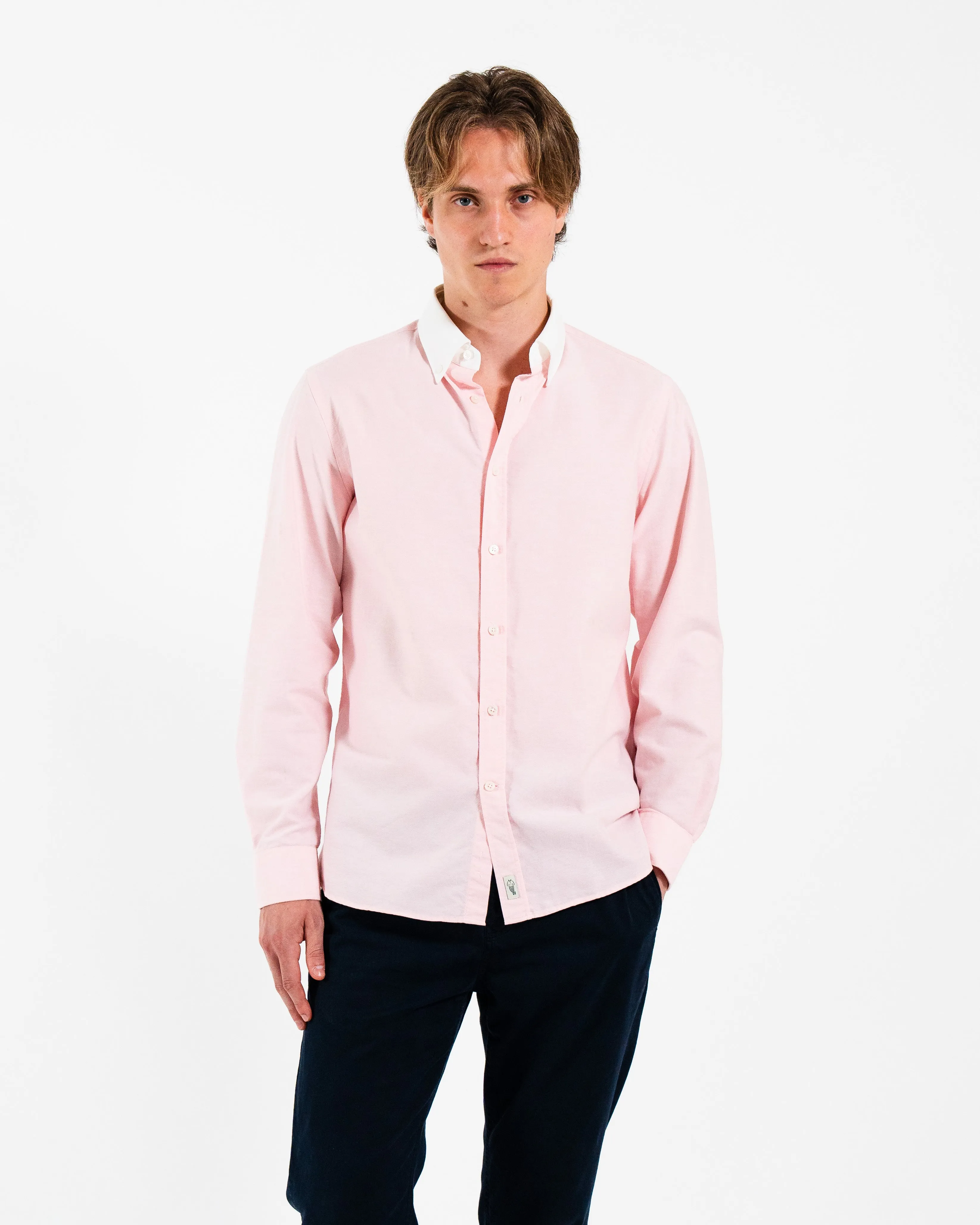 'Le Original' Pink Contrast Collar Oxford Shirt sold by Le Alfre product image thumbnail 3