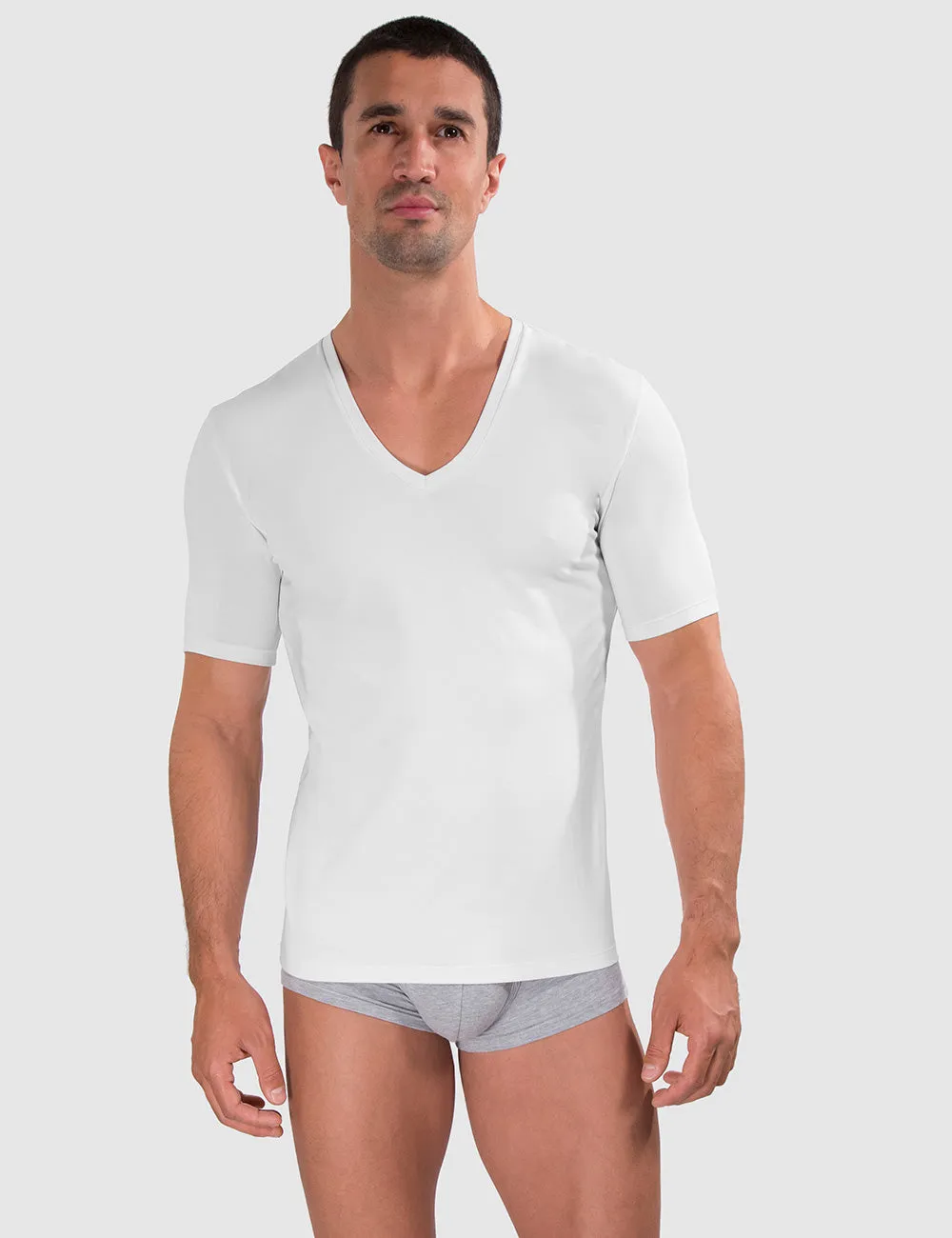Slim Fit Cotton Compression V-Neck Undershirt sold by Rounderbum