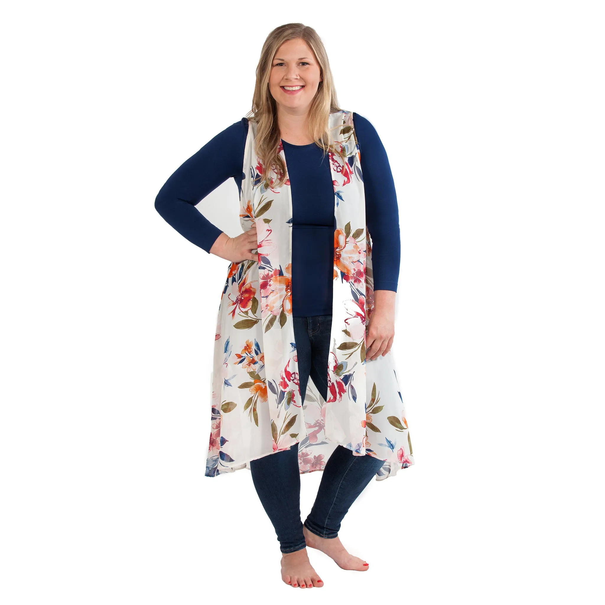 Printed Duster Vest in Floral Final Sale sold by skinnytees product image thumbnail 2