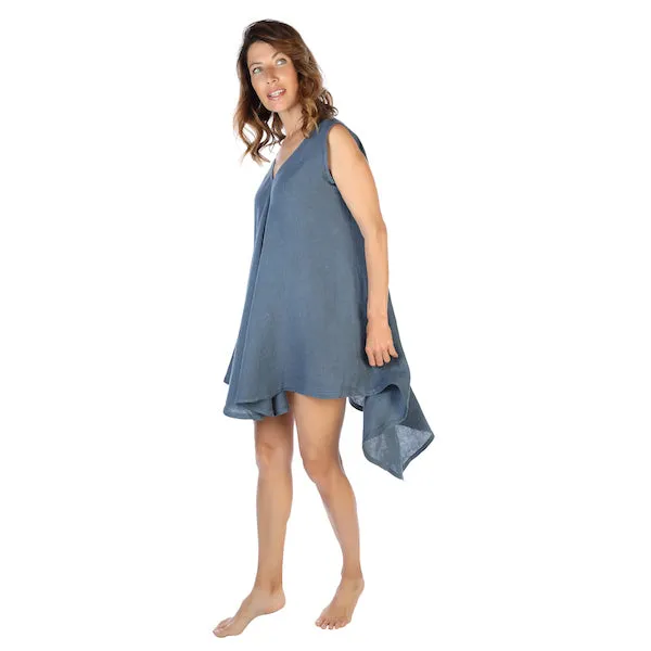Linen V Neck Pleat Dress Final sale sold by skinnytees
