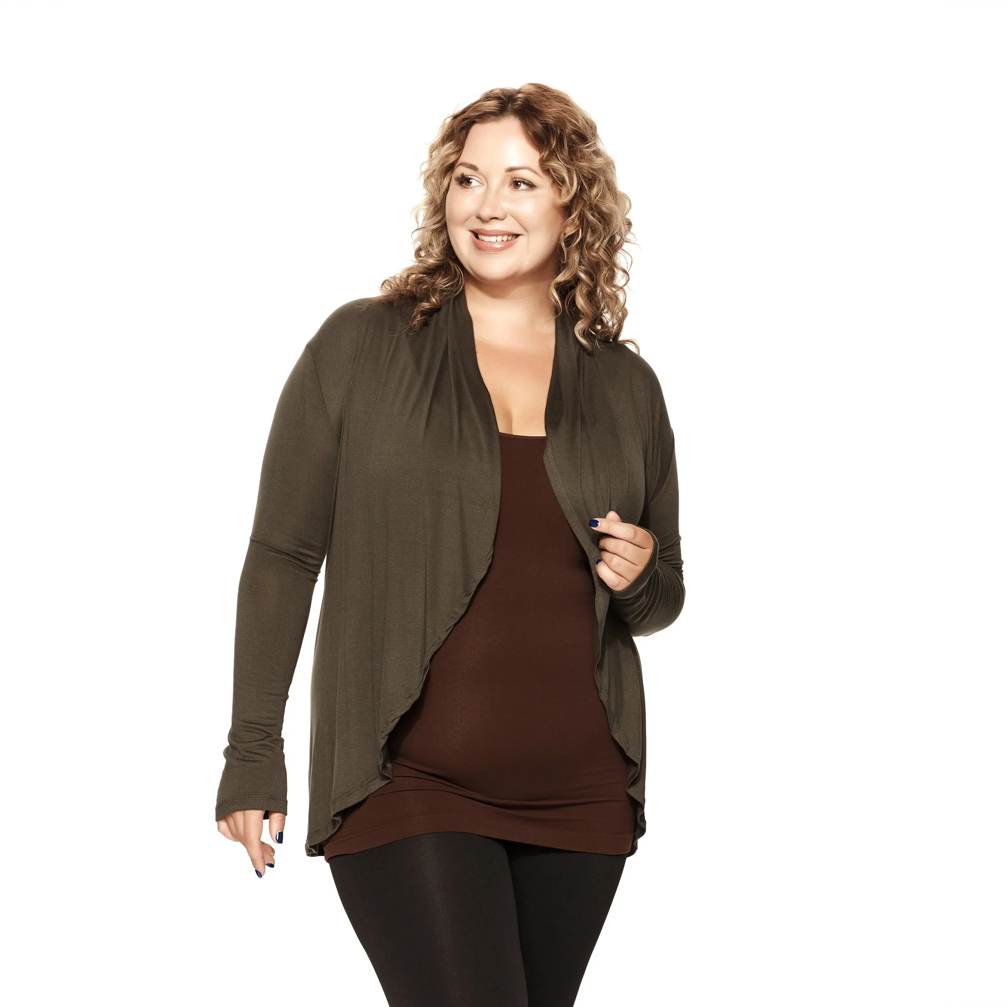 Plus Short Open Front Cardigan sold by skinnytees