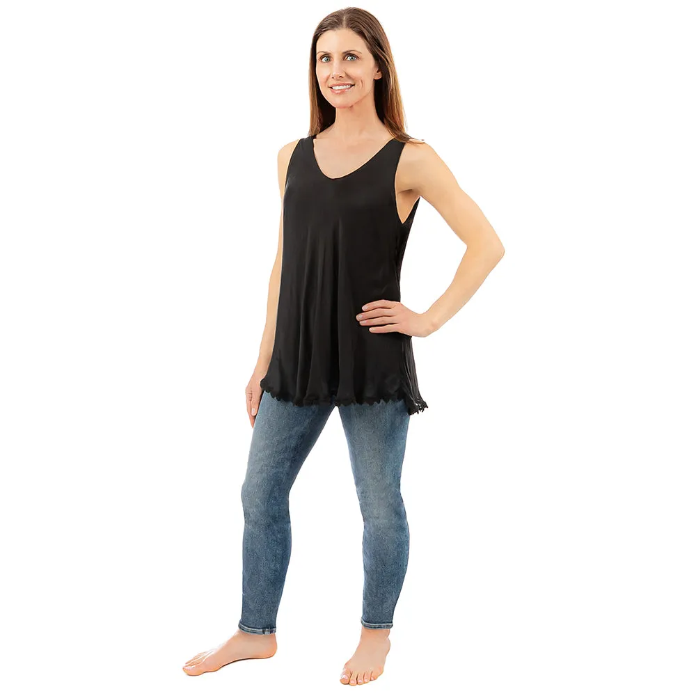 Silk Top with Lace Trim Final Sale sold by skinnytees