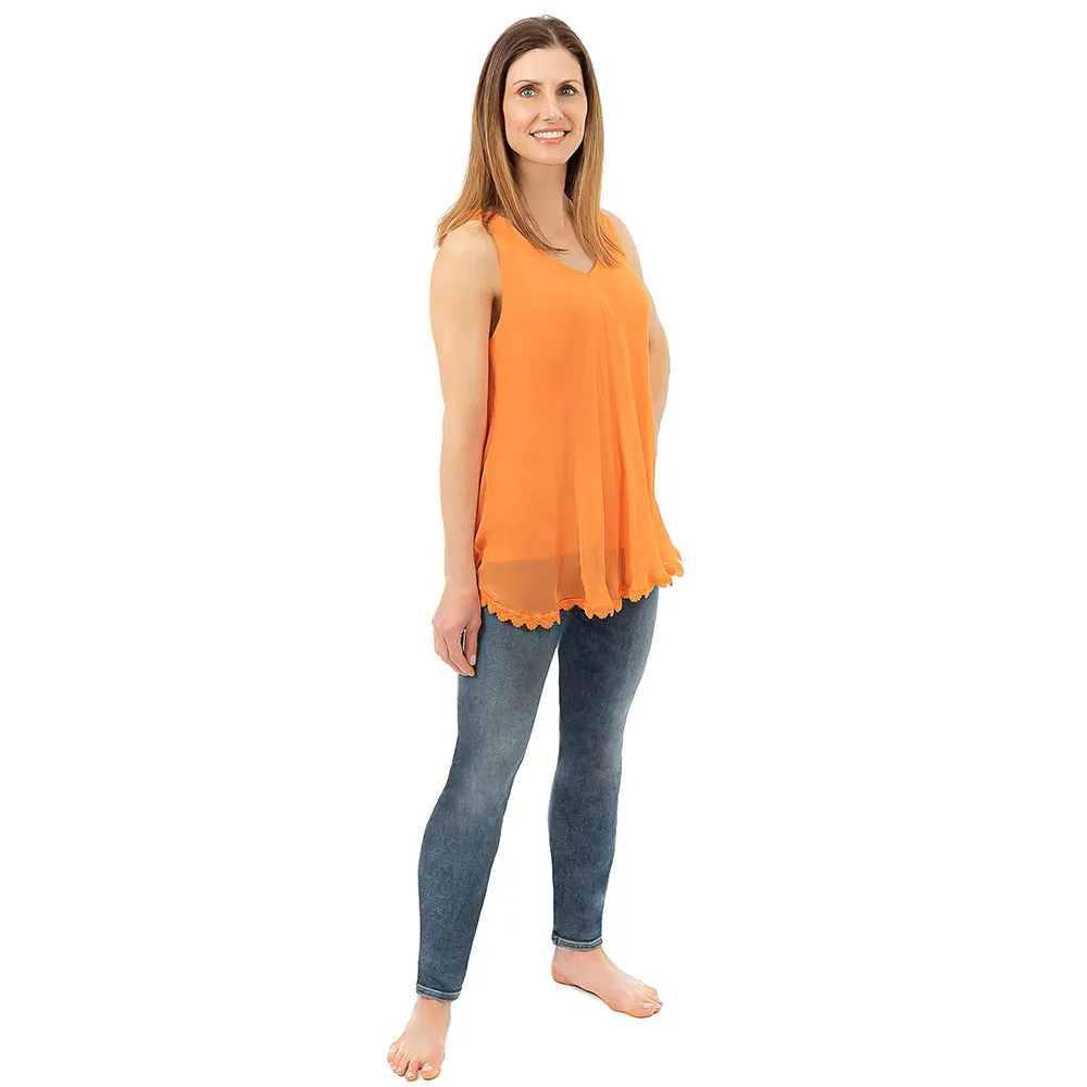 Silk Top with Lace Trim Final Sale sold by skinnytees product image thumbnail 3