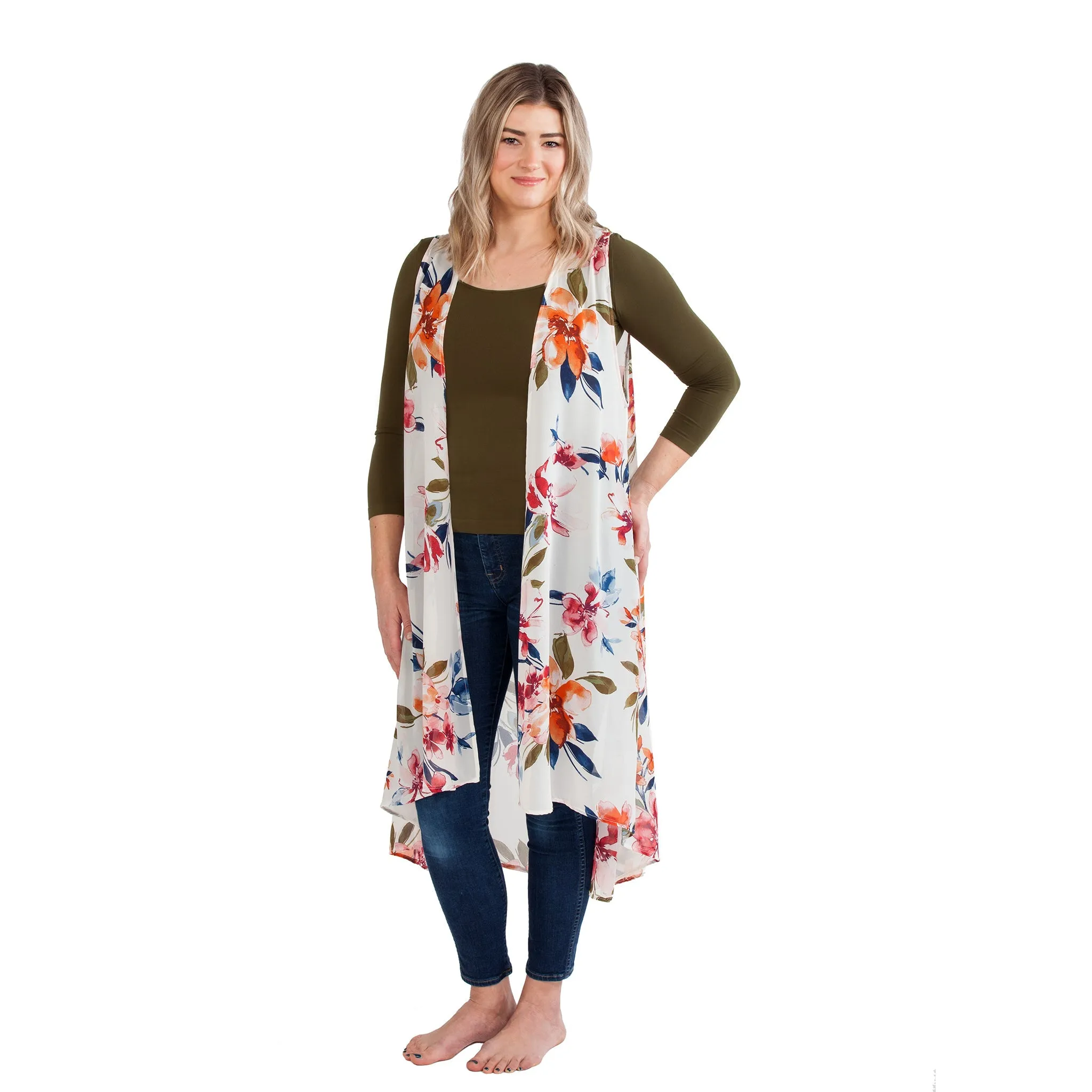 Printed Duster Vest in Floral $15 Birthday Final Sale sold by skinnytees