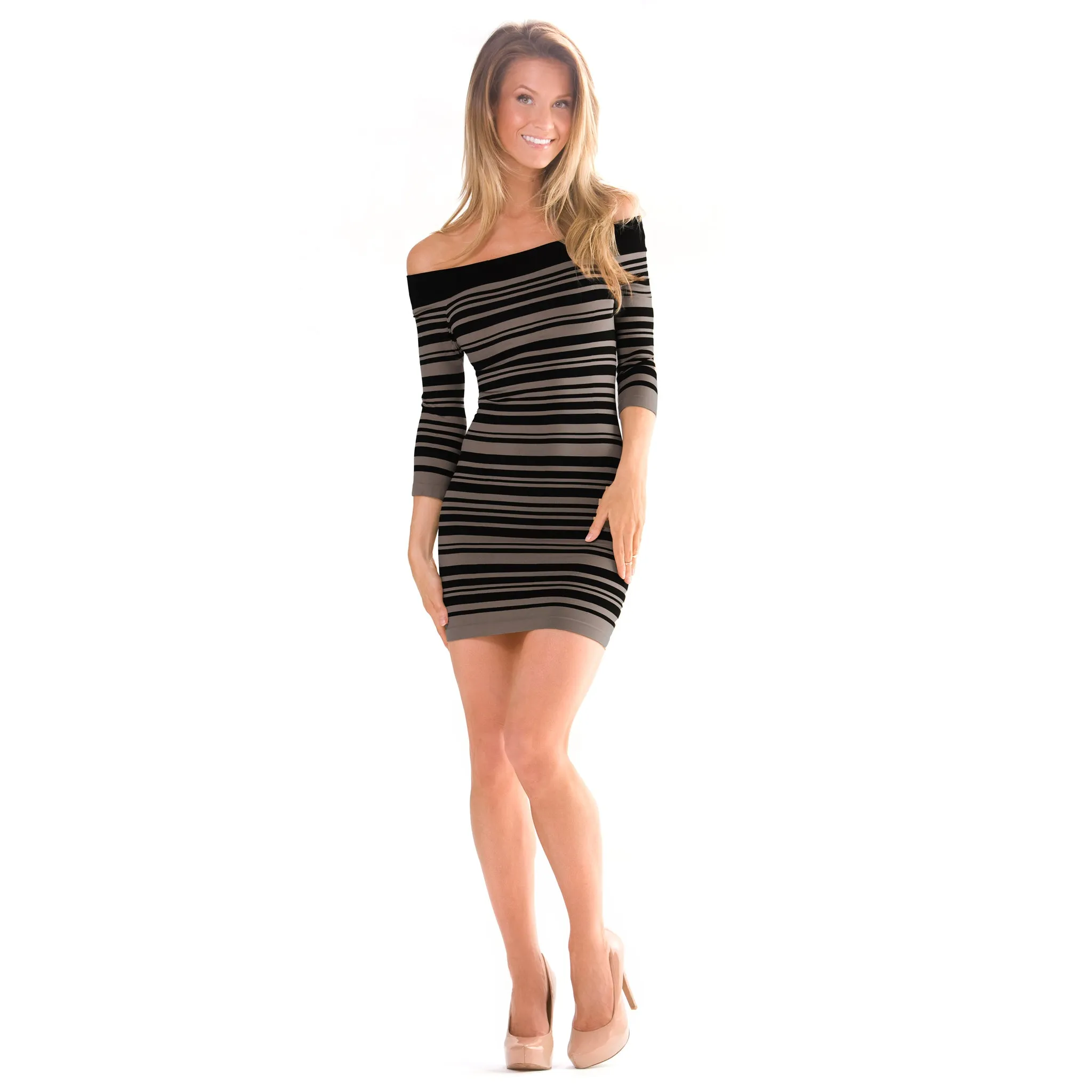 Striped 3/4 Sleeve Dress sold by skinnytees