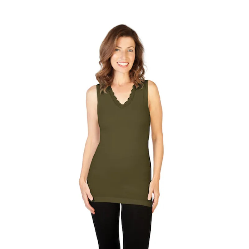Lace V Neck Tank Top sold by skinnytees