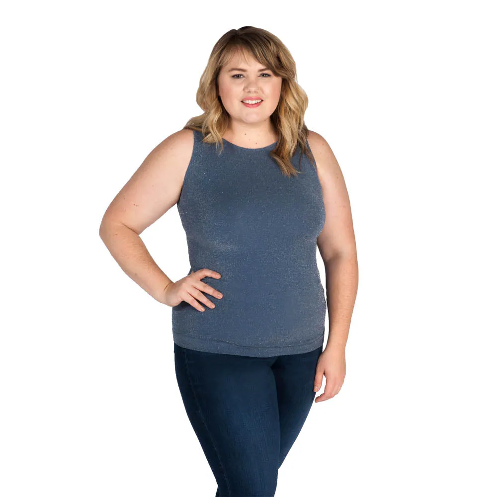 Plus High Neck Sparkle Tank Top sold by skinnytees
