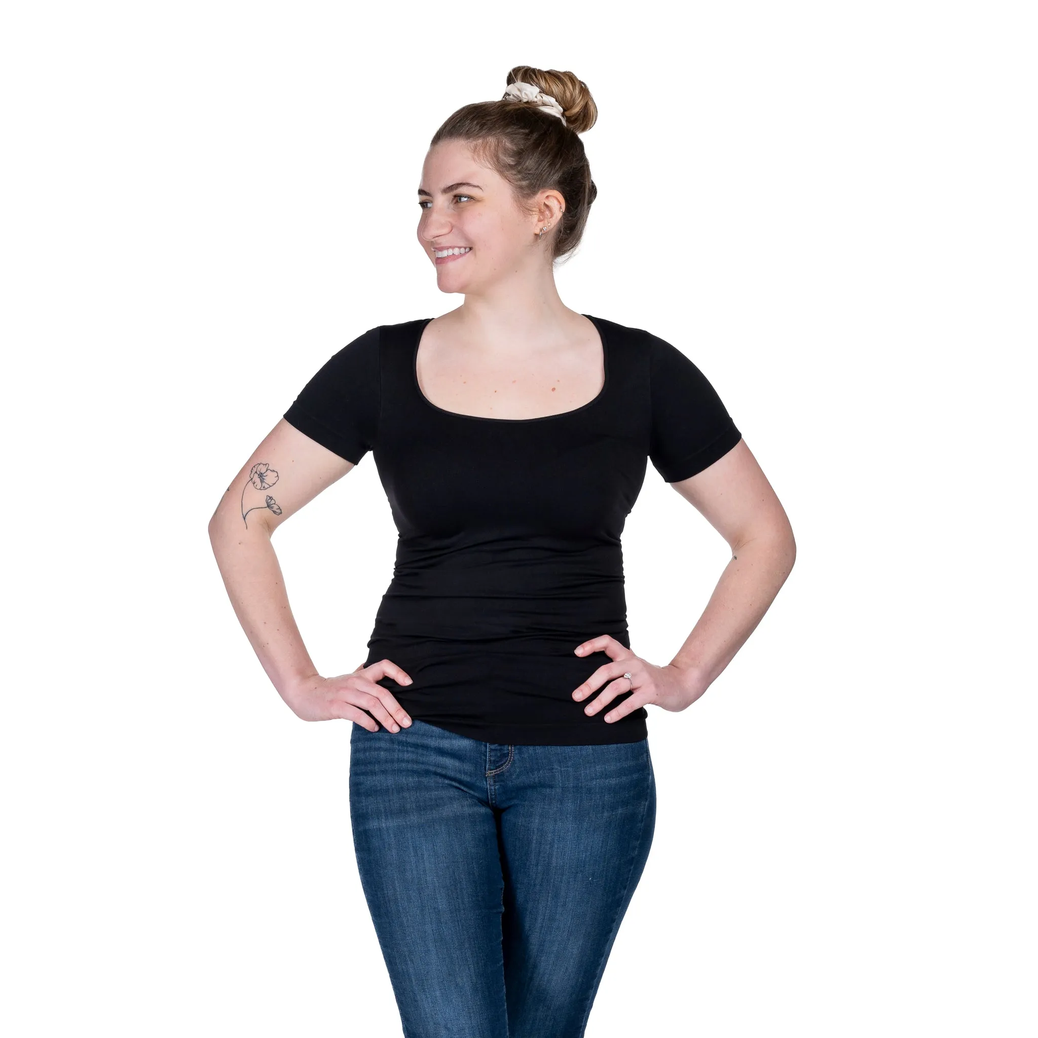 Short Sleeve Square Neck Tee sold by skinnytees