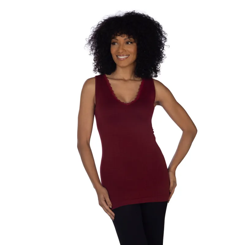 Lace Trim V Neck Tank Top sold by skinnytees