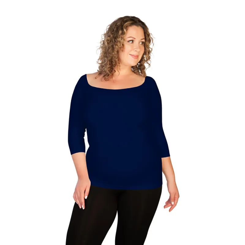 Plus 3/4 Sleeve Ribbed Top sold by skinnytees