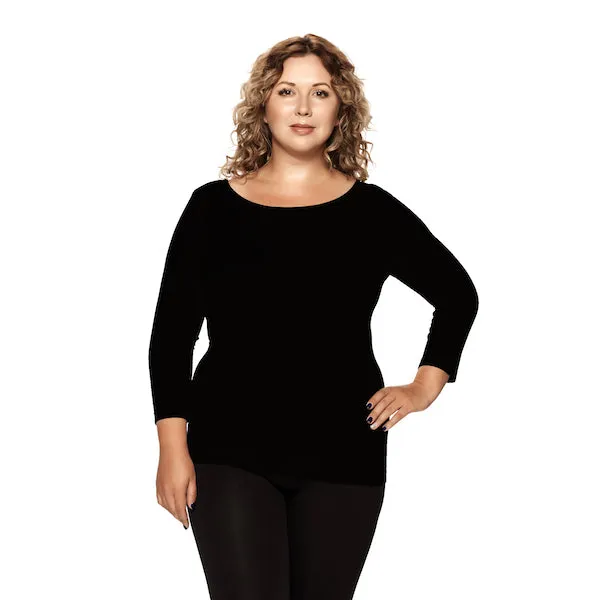 Plus 3/4 Sleeve Crew Neck Top sold by skinnytees