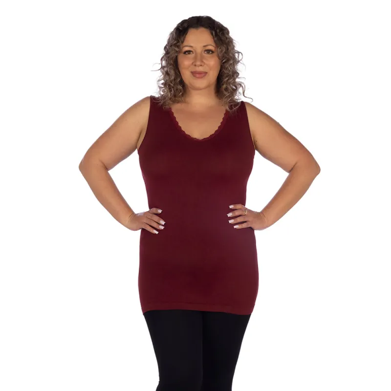 Plus Lace Trim V Neck Tank Top sold by skinnytees