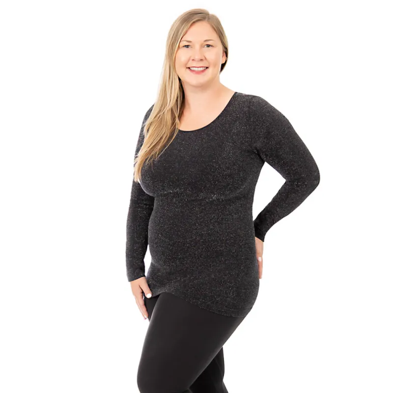 Plus Sparkle Long Sleeve Crew Neck Top sold by skinnytees